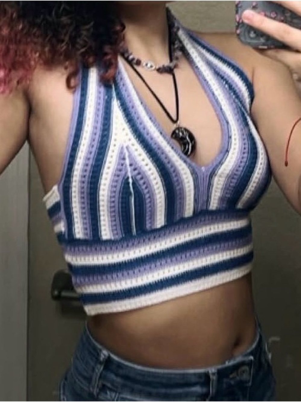 SHEIN Crochet top purple and white halter